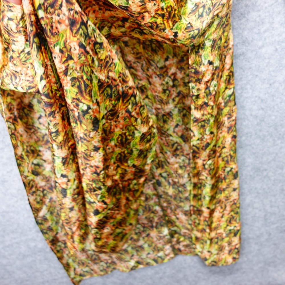 Kimono Robe Womens S M Green Yellow Floral Boho Side Slit Duster Kaftan NAYAM 1 - Picture 10 of 13
